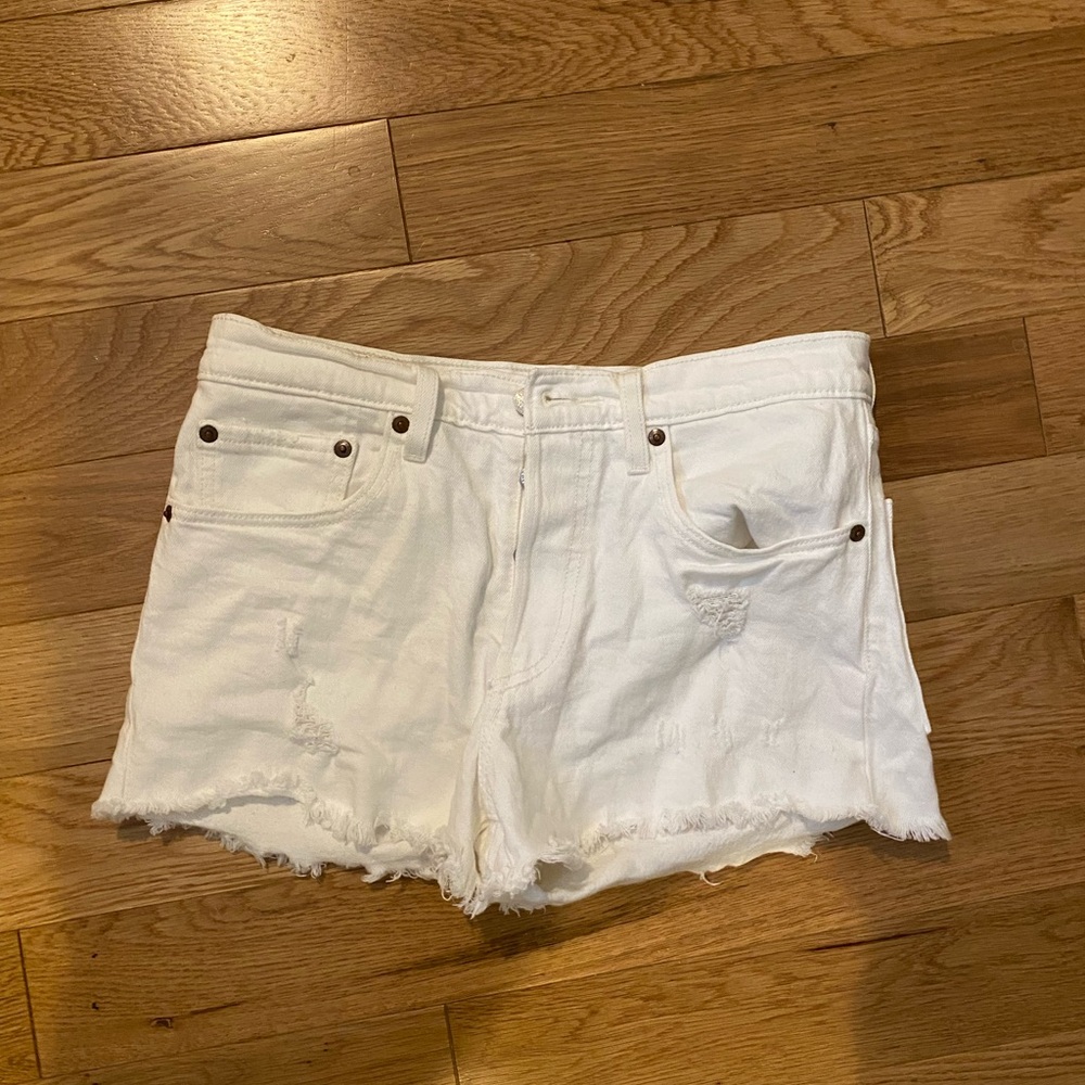 White Levi 501 Shorts